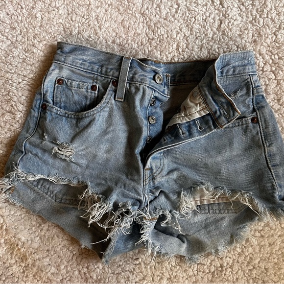 Levi's Pants - Levi’s 501 Micro Mini Shorts 24 Denim Jean High Rise Button Fly Cutoff 563270250